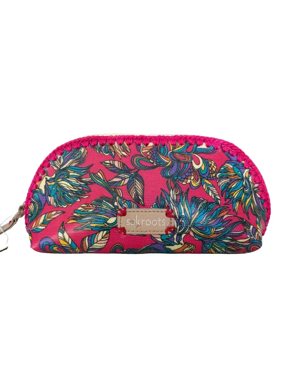 NWT Sakroots Pink Floral Cosmetic Pouch Boho Makeup Bag Travel Case